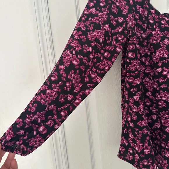 Michael Kors Black and Pink Floral Blouse - Picture 2 of 6
